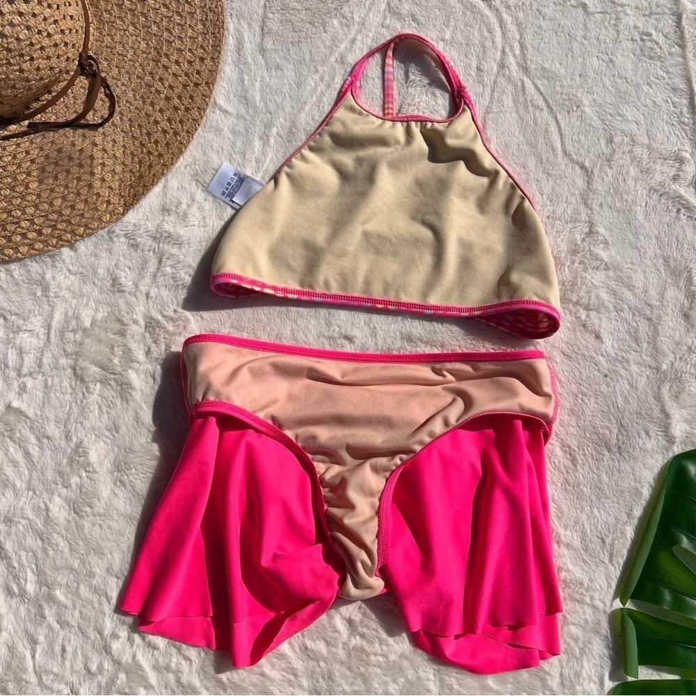 Lands End Girls Halter Swim Top and Swim Skirt